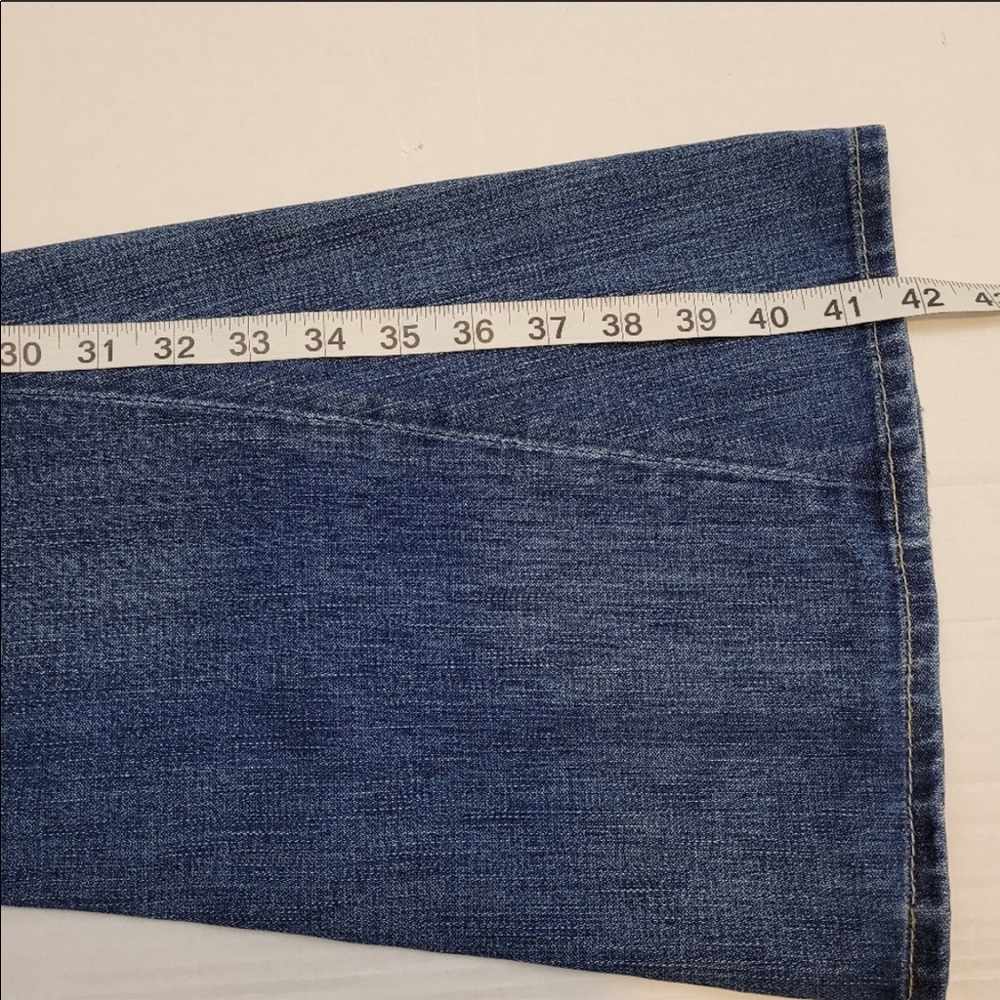 True Religion Blue Distressed Lace-Up Flare Jeans - Picture 10 of 12